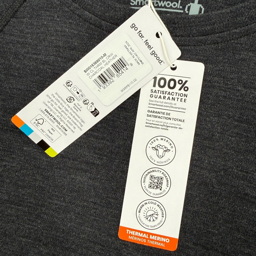 Smartwool Classic Thermal Merino Wool Base Layer Women M Charcoal Heather - Picture 4 of 13